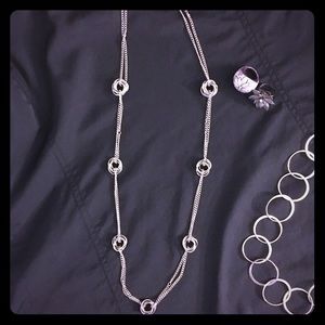 Long silver necklace, “david yurman” style